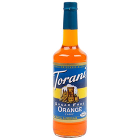 Torani sugar-free orange syrup bottle for coffee and beverages