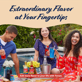 On-the-go Torani peach flavoring pack for quick flavoring