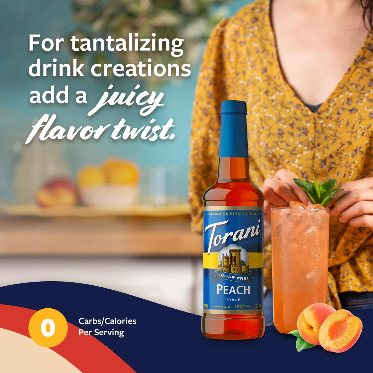 Torani Sugar Free Peach Syrup elevates cocktails and mocktails with peach flavor