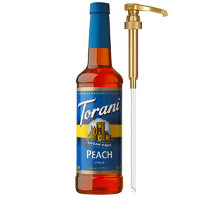 Torani Sugar Free Peach Syrup with pump for mess-free flavoring
