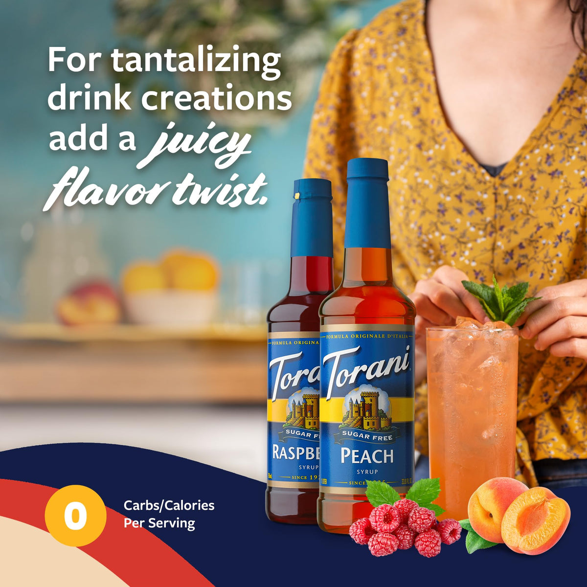 Torani Peach Sugar Free pump enables quick seasoning