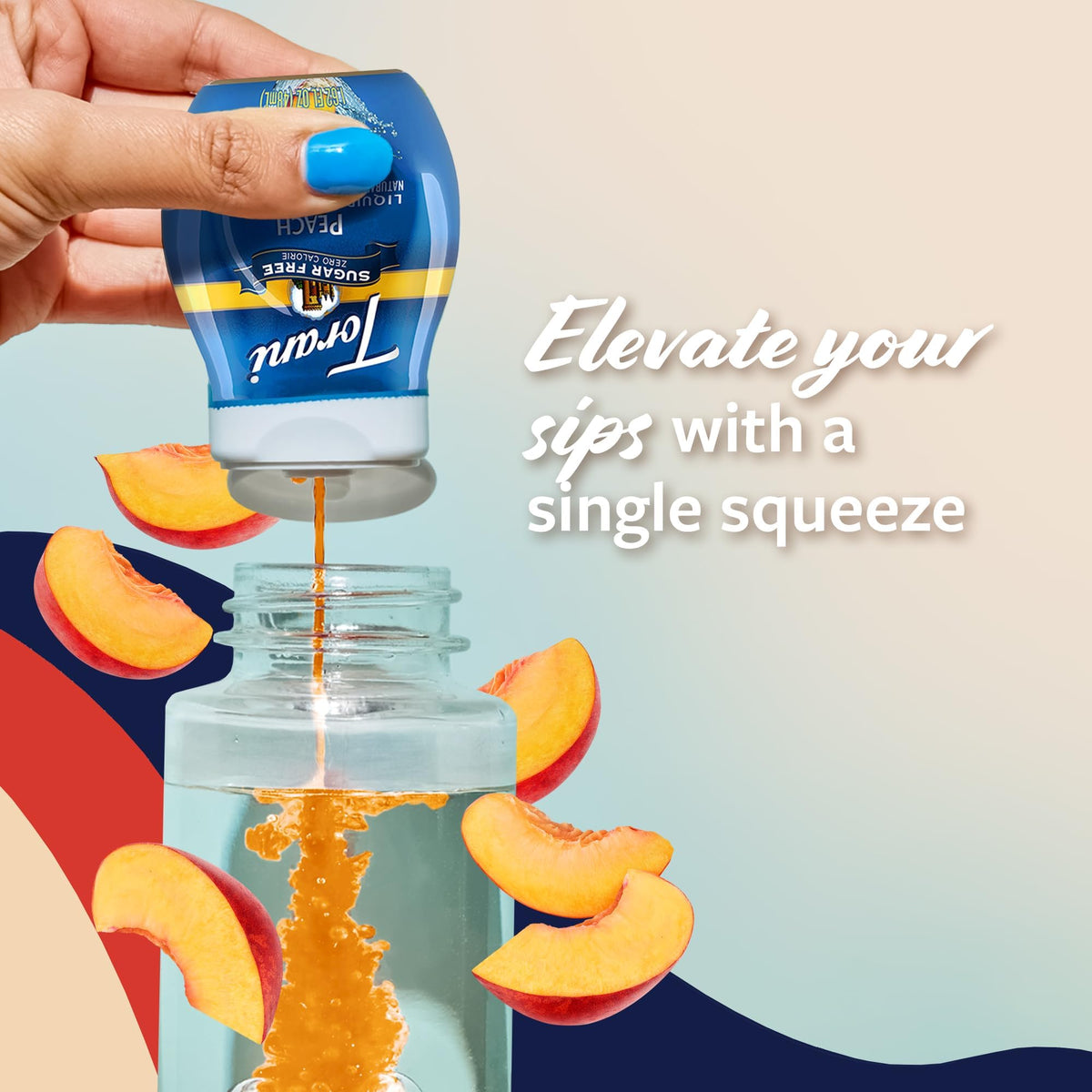 Peach flavoring enhances iced tea with a bright aroma