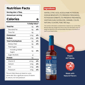 Pouring Torani Sugar Free Raspberry Syrup over a coffee for fruit-forward flavor.