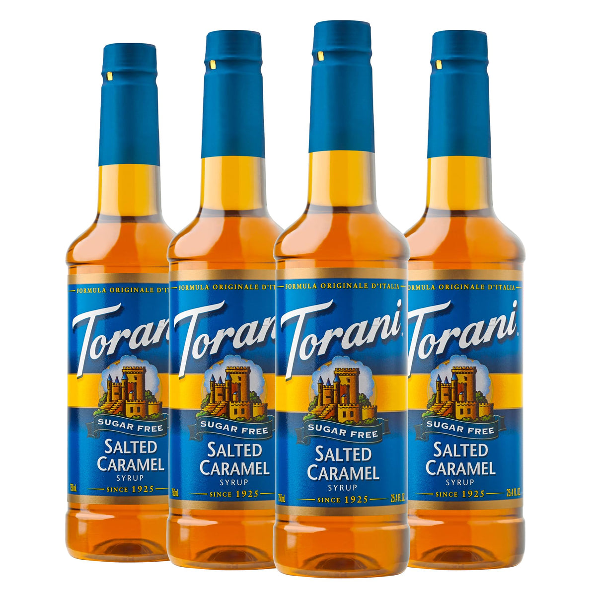 Torani Sugar Free Salted Caramel bottle ideal for sugar-free coffee creations.