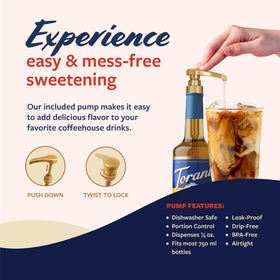 Torani pump-dispensed syrup adds cold brew flavor with controlled sweetness.