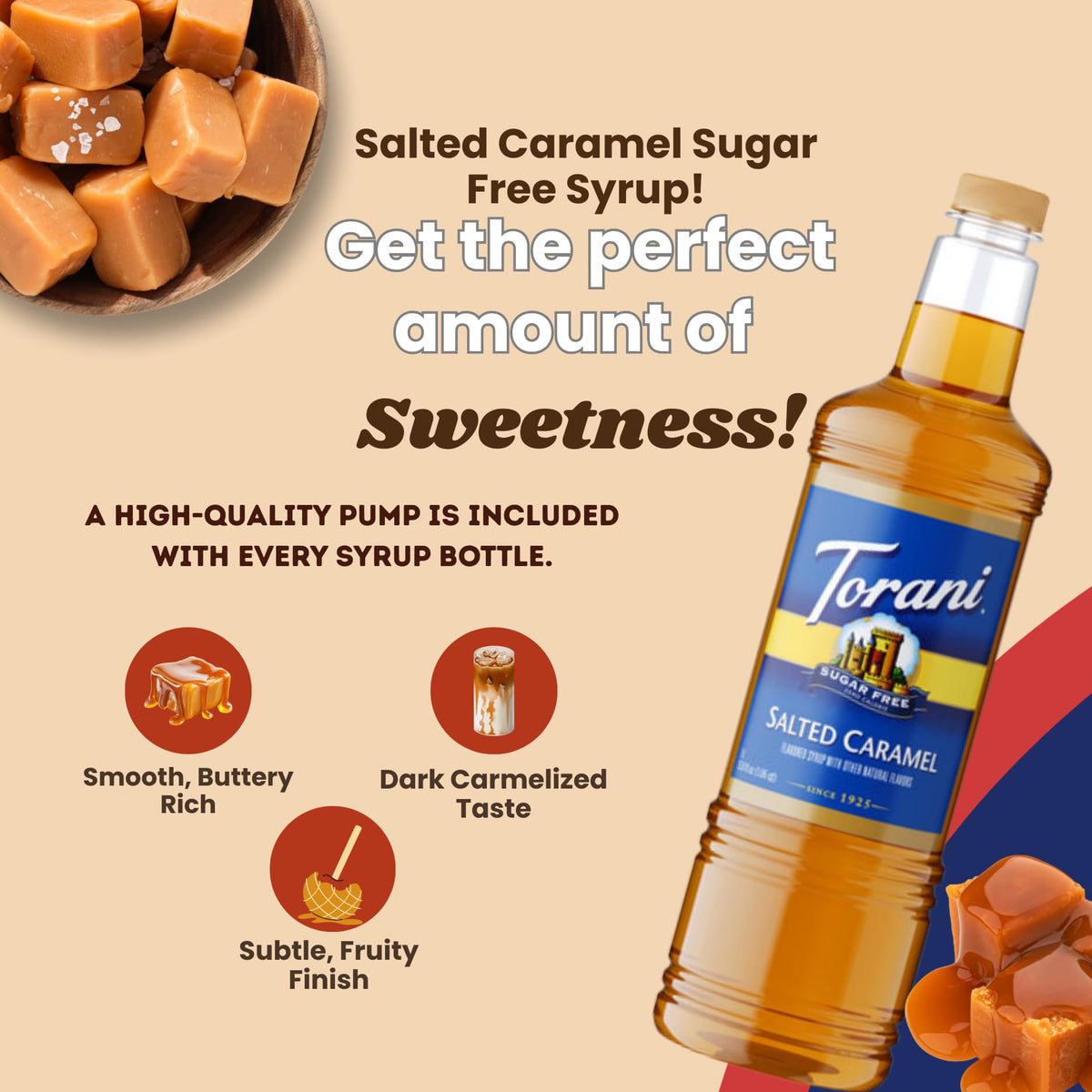 Torani Sugar Free Salted Caramel Syrup cocktail-mixer for flavor depth