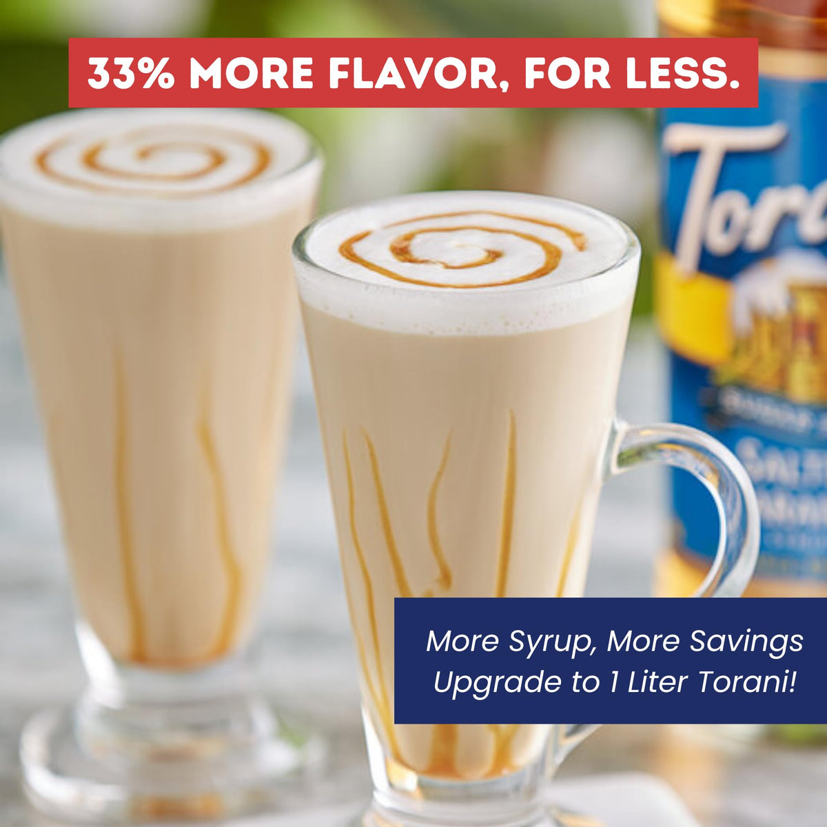 Torani Sugar Free Salted Caramel Syrup pump for mess-free dispensing in coffees and teas