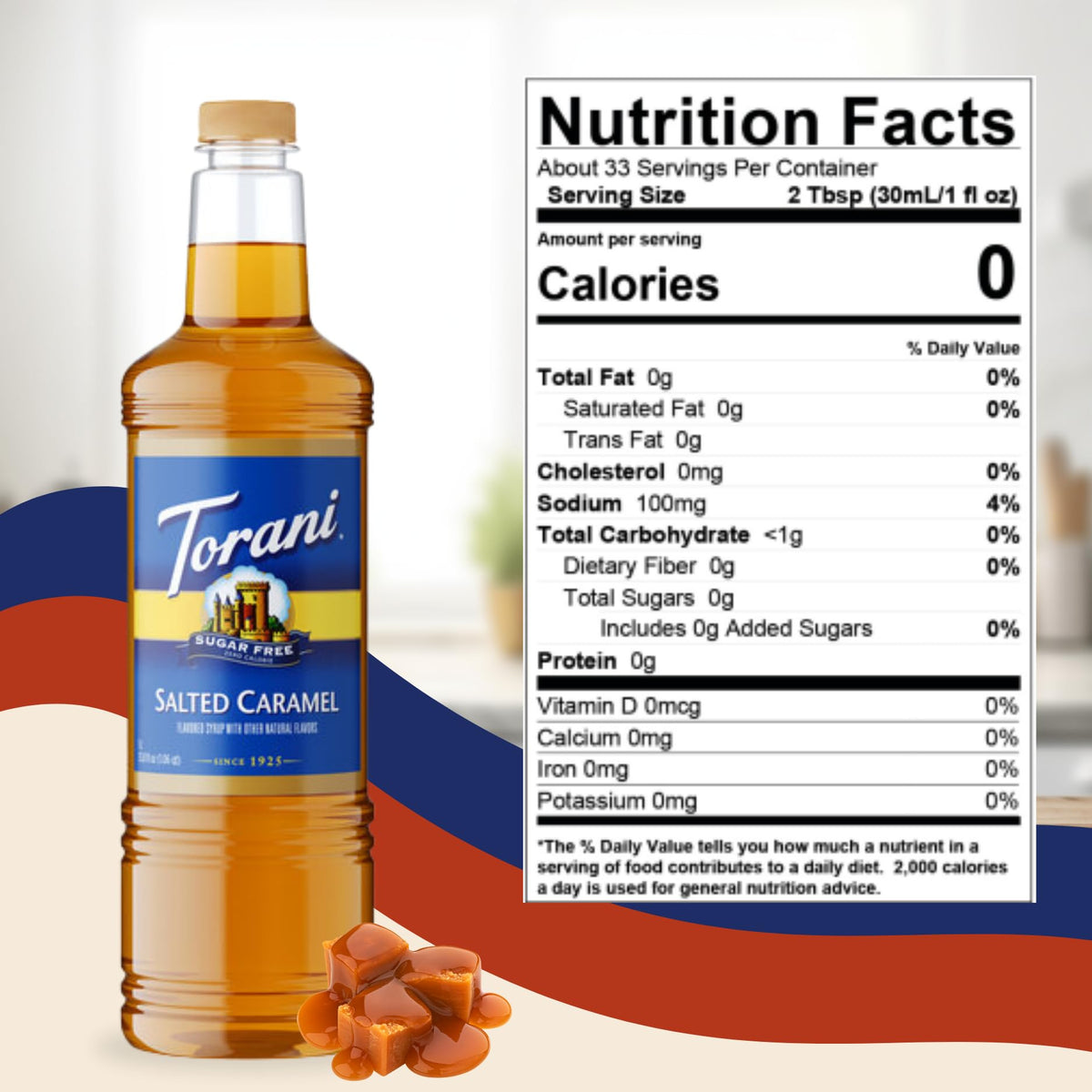 Torani Sugar Free Salted Caramel Syrup pump mechanism enables precise portion control