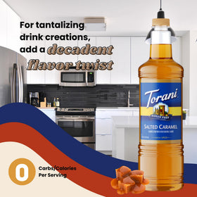 Torani Sugar Free Salted Caramel Syrup suited for tea and latte use
