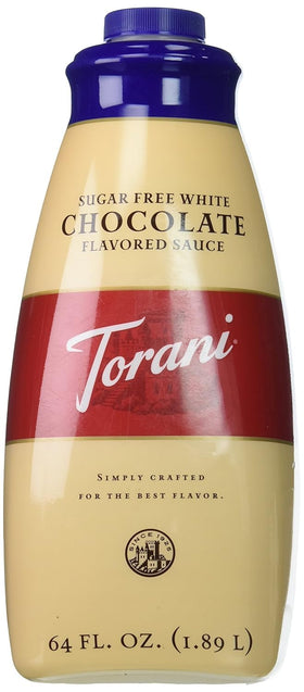 Torani Sugar Free White Chocolate sauce bottle-front for sugar-free coffee flavoring