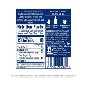 Close-up of Torani Sugar Free label highlighting zero sugar