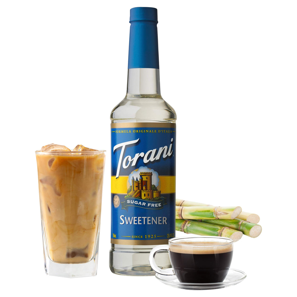 Torani Sugar Free Syrup pour over tea for a calorie-free twist.