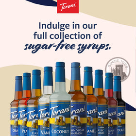 Drizzling Torani Sugar-Free syrup on iced latte for a refreshing twist.
