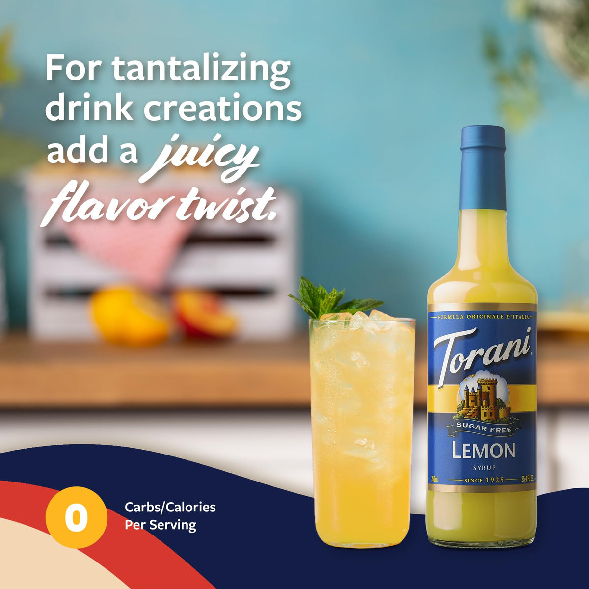 Torani Sugar Free Lemon Syrup drink ideas with vibrant color.