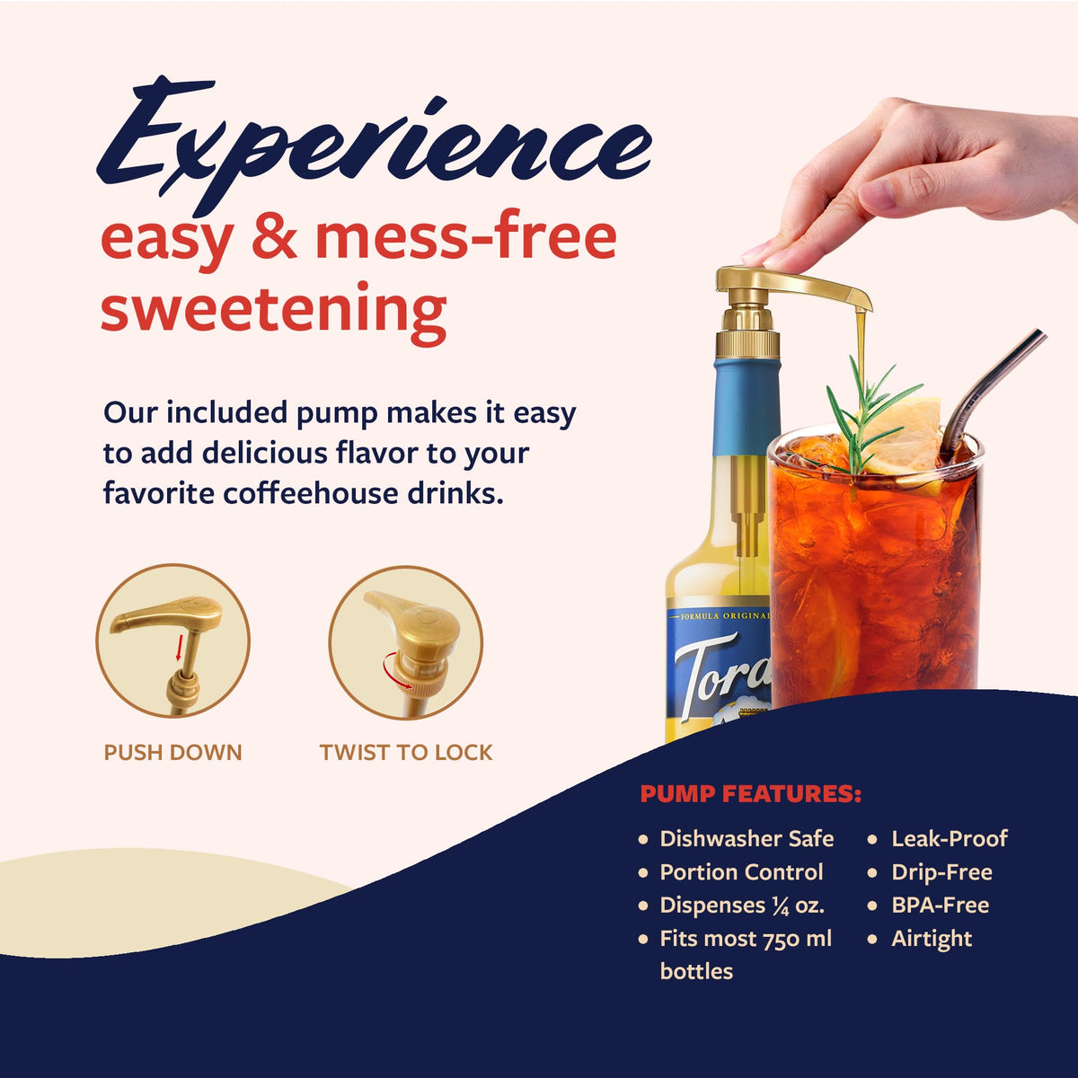 Torani Sugar Free Lemon Syrup tea mixer for refreshing iced drinks.