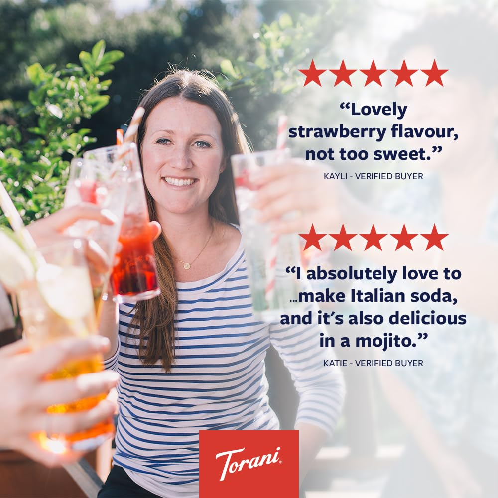 Torani Sugar Free Strawberry pour demonstrates easy flavoring for drinks