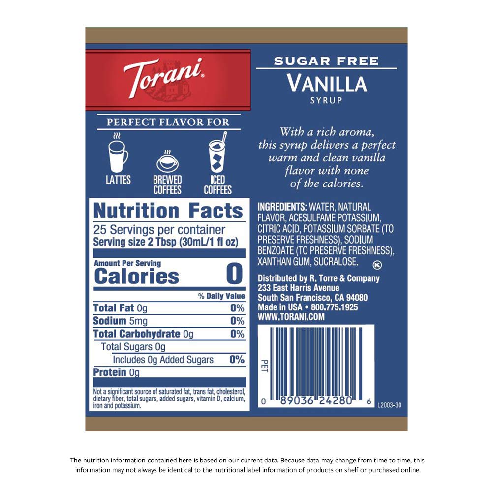 Torani Sugar Free Vanilla latte moment with zero calories.