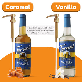 Sugar-free vanilla syrup bottle brings smooth vanilla sweetness to beverages.