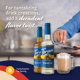 Close-up of Torani Sugar-Free Vanilla pump for mess-free sweetening.