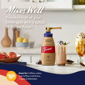 Close-up of Torani Sugar Free White Chocolate Sauce texture for swirls
