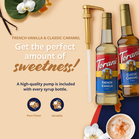 Torani syrup bundle with two bottles showcases versatile flavors for beverages and desserts.