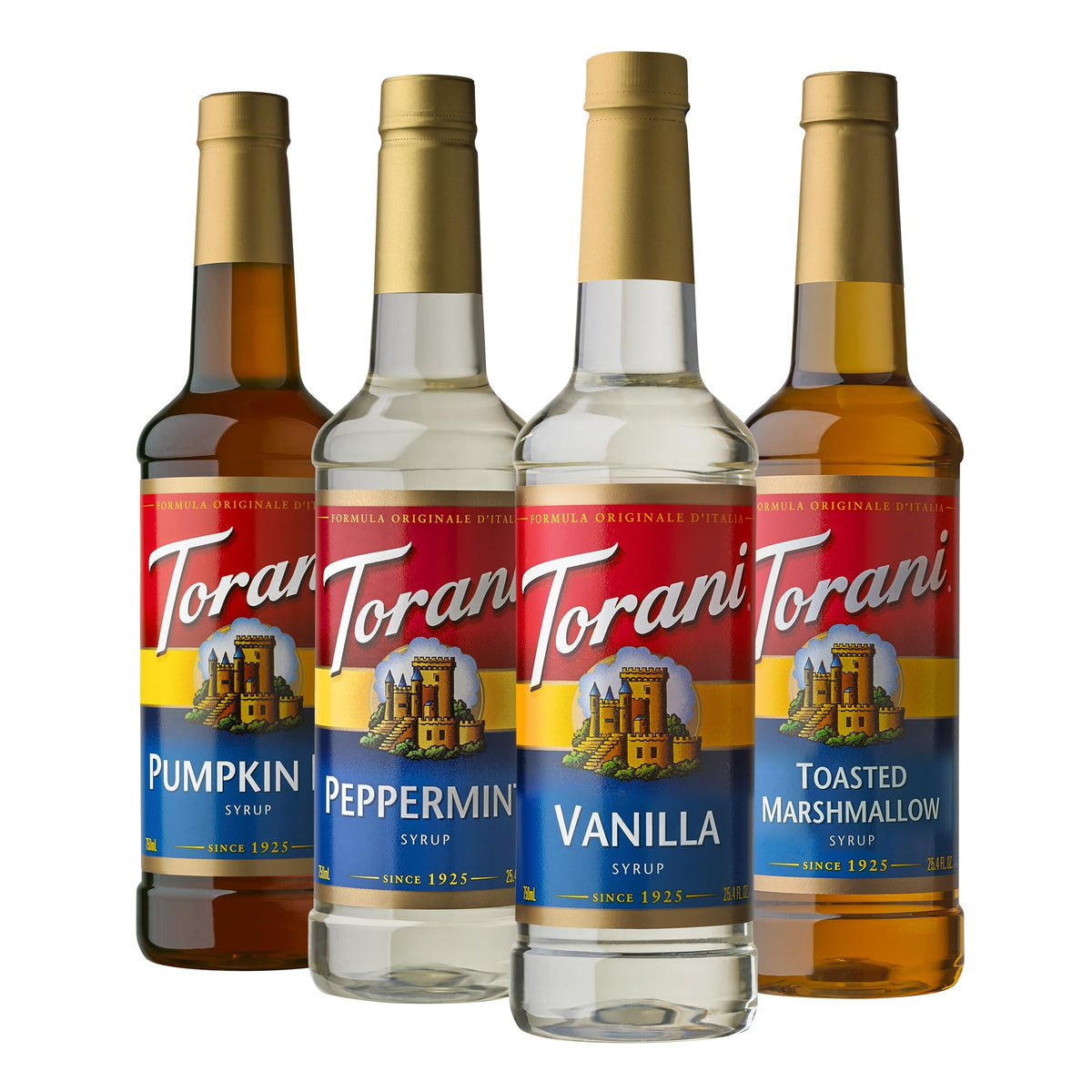 Torani vanilla syrup bottle pour enhances cozy coffeehouse-inspired vanilla lattes.