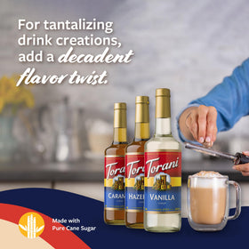 Torani syrup pumps included for quick, mess-free flavoring.