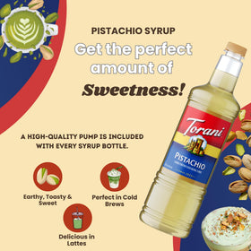 Torani syrup twist-and-lock pump keeps portions consistent.