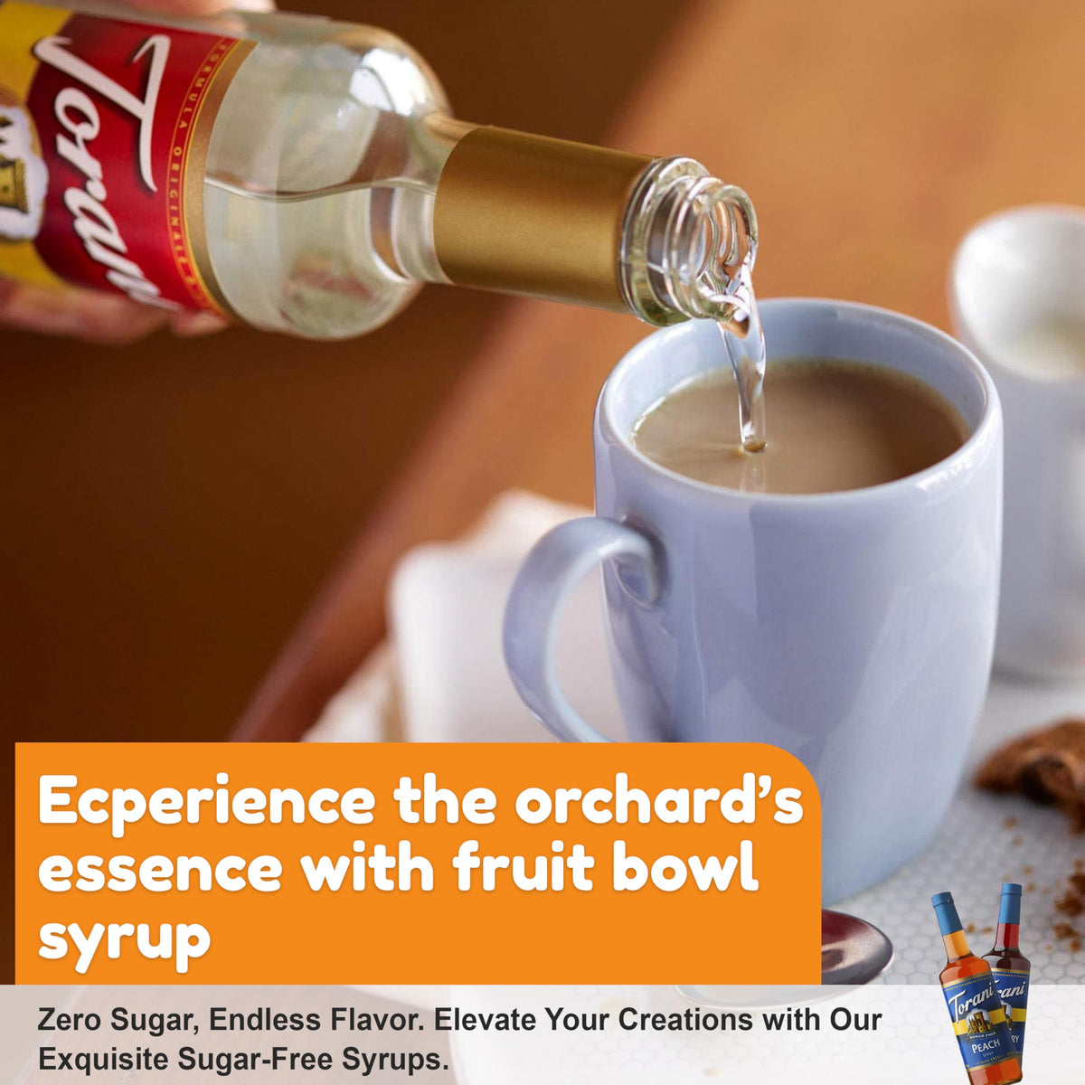Syrups being poured into a cup for customization.