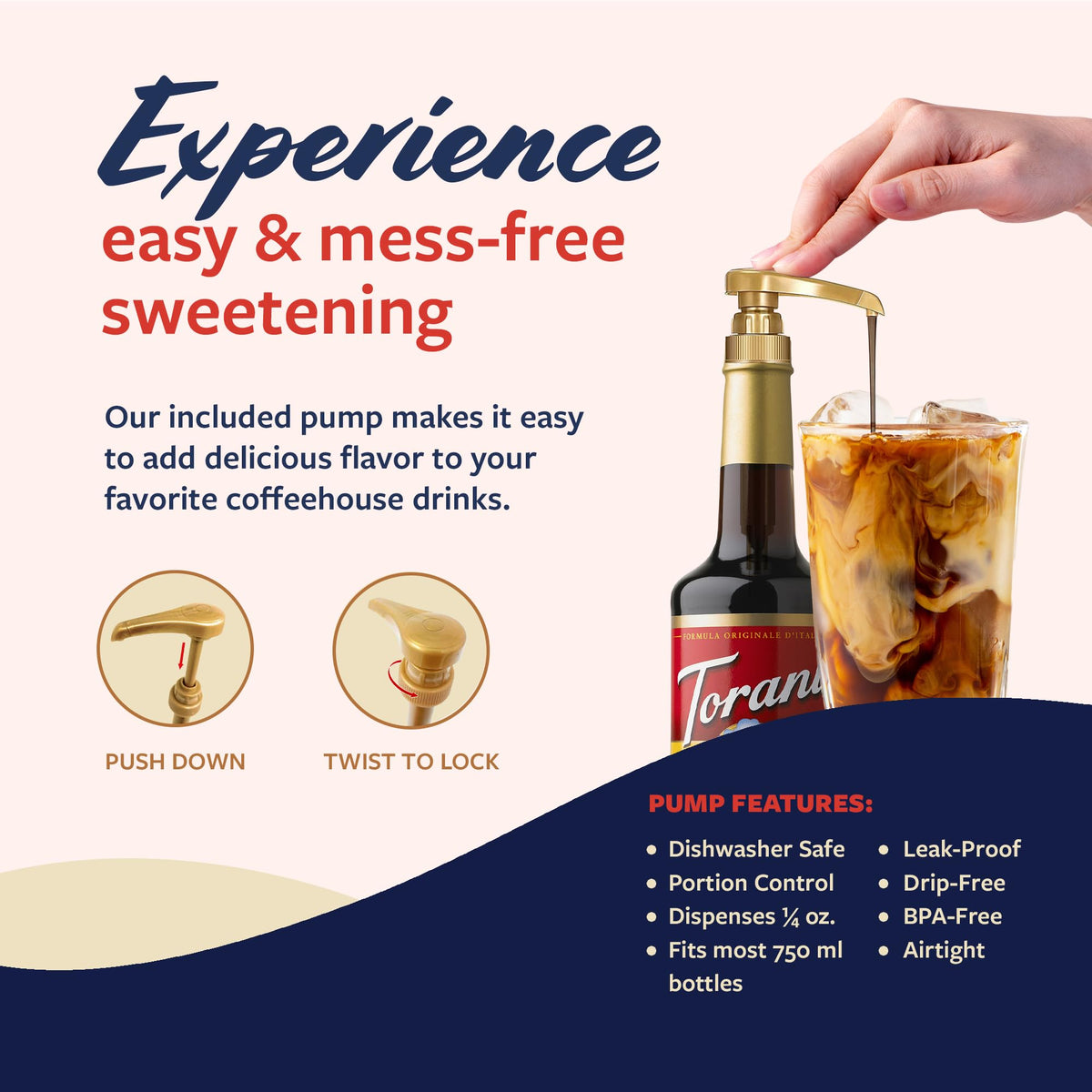 Torani tiramisu syrup poured over dessert-inspired coffee creations
