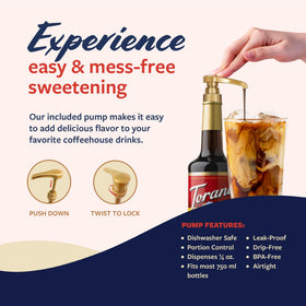 Torani tiramisu syrup poured over dessert-inspired coffee creations