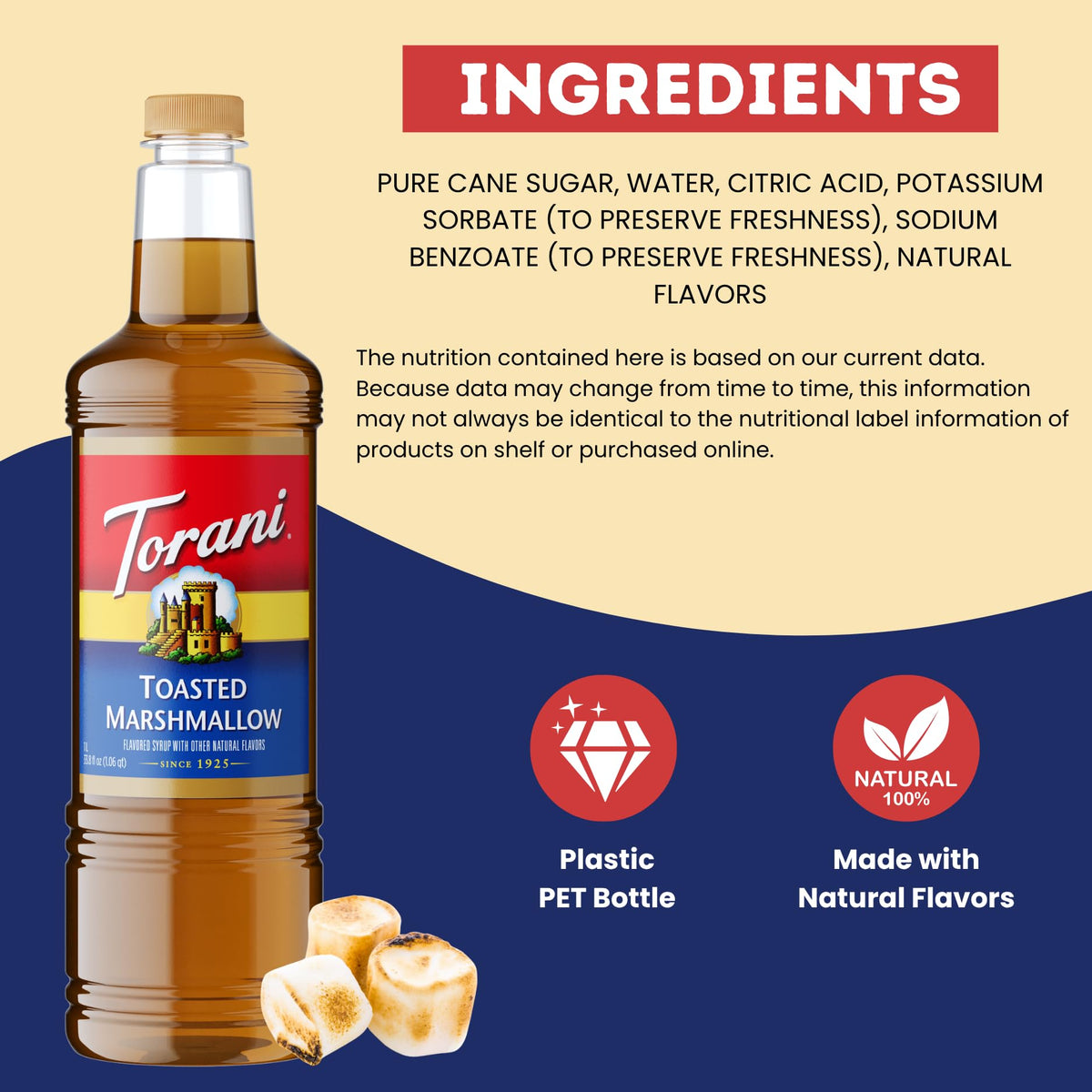 Torani Toasted Marshmallow Syrup on milkshake for creamy, smoky sweetness.