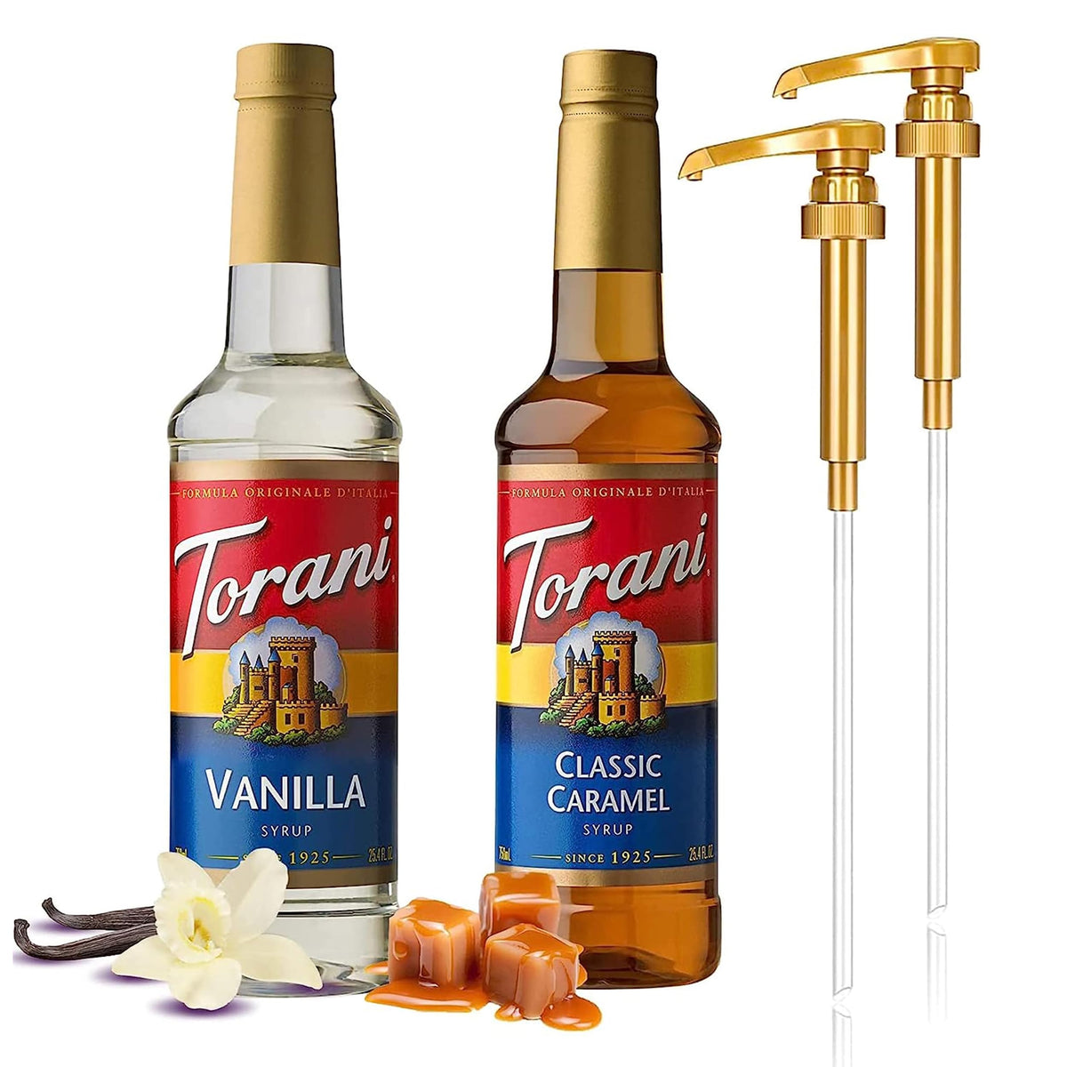 Torani vanilla coffee syrup bottle ready to elevate home coffee flavor