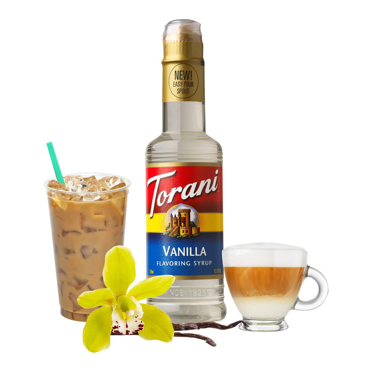 Torani vanilla syrup pour over latte for a smoother vanilla aroma.