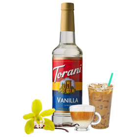 Torani Vanilla Syrup latte foam elevates home coffee with creamy vanilla notes.