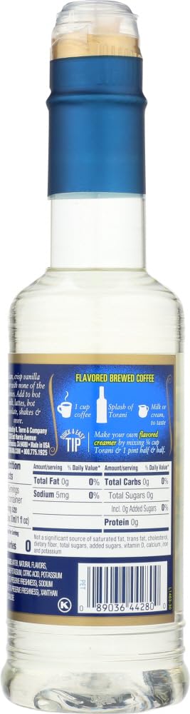 Torani Vanilla Syrup pack of 4 for easy home flavoring.