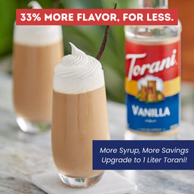 Torani Vanilla Syrup pump dispenser delivers precise, mess-free portions.