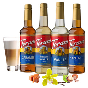 Torani French Vanilla bottle pour adds creamy vanilla aroma to cappuccinos.