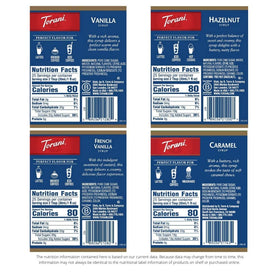 Torani Vanilla bottle pour versatile sweetness for teas and beverages.