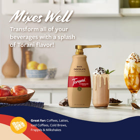 Torani White Chocolate Sauce coffee mocha cup enhances beverage flavor