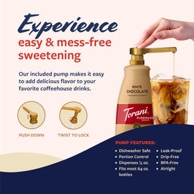 Torani White Chocolate Sauce on whipped cream adds a creamy drizzle
