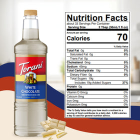 Torani White Chocolate Syrup ideal for cocktails and mocktails.