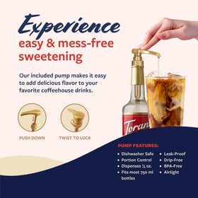 Frappuccino topped with a drizzle of Torani White Chocolate Syrup for depth and sweetness.