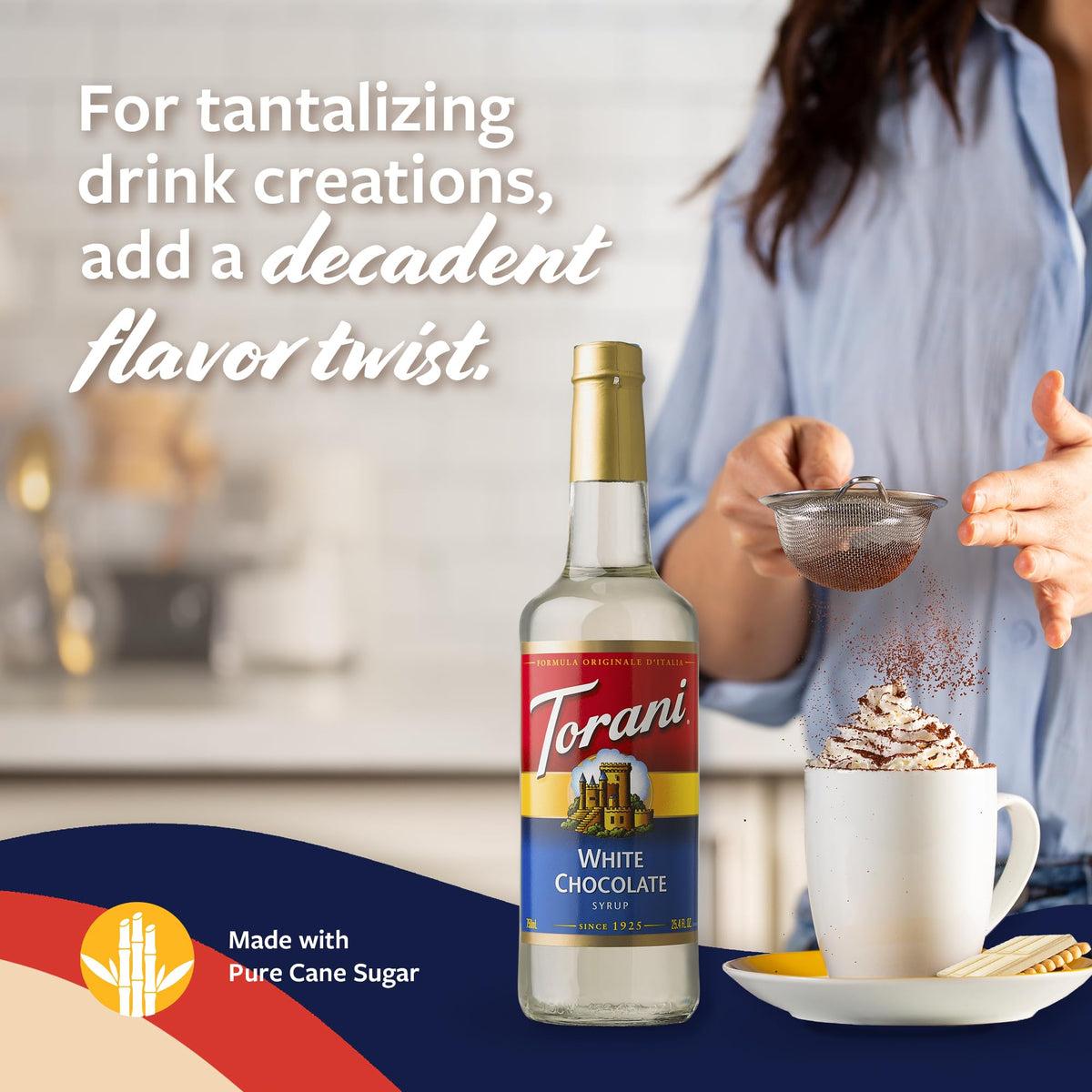 Latte with Torani White Chocolate Syrup for a smooth, indulgent coffeehouse-inspired drink.