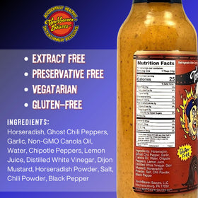 TorchBearer Headless Horseradish Ghost Pepper close-up highlights creamy texture and smoky notes.