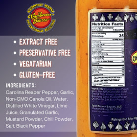 Torchbearer Garlic Reaper bottle pour shows creamy garlic with heat.