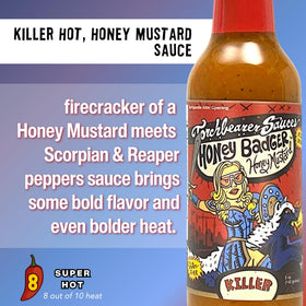 Torchbearer Honey Badger Hot Sauce ingredients closeup shows peppers