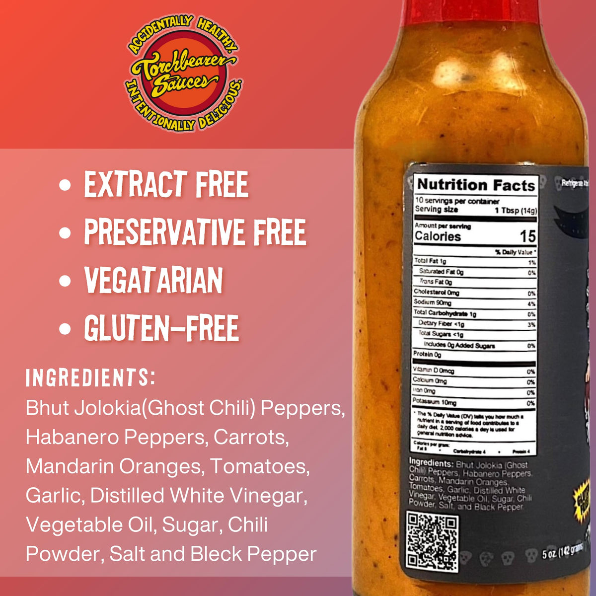 Torchbearer Zombie Apocalypse label close-up highlighting natural ingredients and pepper blend.