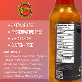 Torchbearer Zombie Apocalypse label close-up highlighting natural ingredients and pepper blend.