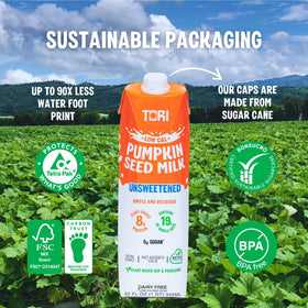 TORI pumpkin seed milk nutrition label highlights iron and magnesium